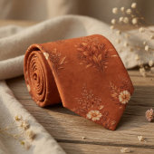 Burnt Orange Floral Elegant Autumn Botanical  ネクタイ