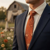 Burnt Orange Floral Elegant Autumn Botanical  ネクタイ