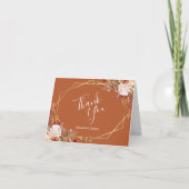 Burnt Orange Floral Fall Wedding サンキューカード (正面)