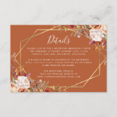 Burnt Orange Floral Fall Wedding Details エンクロージャーカード (正面)
