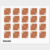 Burnt Orange Floral Gold Geometric Fall Wedding スクエアシール (シート)