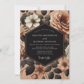 Burnt Orange Floral Opulence Wedding 招待状 (正面)