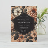 Burnt Orange Floral Opulence Wedding 招待状 (スタンド正面)