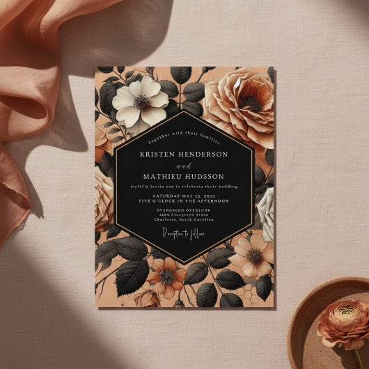 Burnt Orange Floral Opulence Wedding 招待状