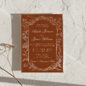Burnt Orange Floral Terracotta All In One Wedding 招待状