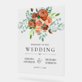 Burnt Orange Floral Wedding Welcome アクリルサイン (傾斜)
