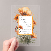 Burnt Orange Flowers Wedding Invitation アクリル招待状 (インサイチュ (ポータブル))