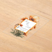 Burnt Orange Flowers Wedding Invitation アクリル招待状 (レイダウン)