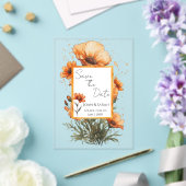 Burnt Orange Flowers Wedding Invitation アクリル招待状 (インサイチュ (ウェディング))