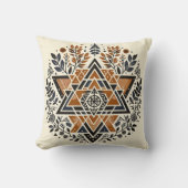 Burnt Orange Geometric Botanical Throw Pillow クッション (正面)