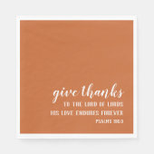Burnt Orange Give Thanks Script Thanksgiving スタンダードランチョンナプキン (正面)