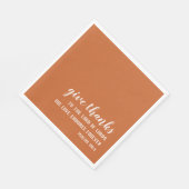 Burnt Orange Give Thanks Script Thanksgiving スタンダードランチョンナプキン (角)
