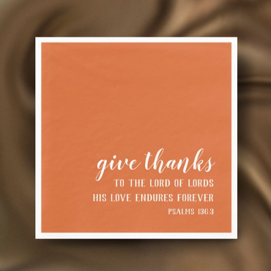 Burnt Orange Give Thanks Script Thanksgiving スタンダードランチョンナプキン