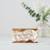Burnt Orange Gold Agate Ivory Luxury Microblading 名刺 (スタンド正面)