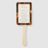 Burnt Orange Gold Agate Ivory Wedding Program ハンドファン (正面)