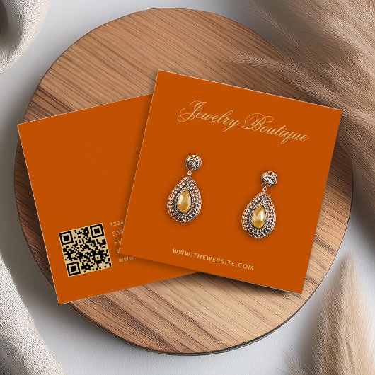 Burnt Orange & Gold Boutique Earring Display Card