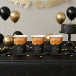 Burnt Orange Gold Glitter Watercolor Marble 紙コップ