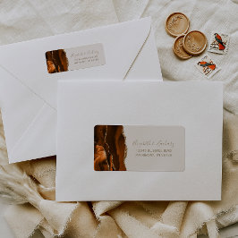 Burnt Orange Gold Ivory Wedding Return Address ラベル