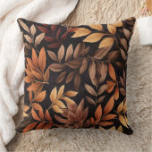 Burnt Orange Golden Yellow Brown Leaves Autumn クッション (ブランケット)