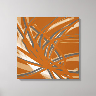 Burnt Orange & Gray 芸術的抽象芸術リボン キャンバスプリント