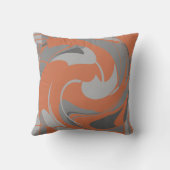 Burnt Orange Gray Charcoal Abstract Flower Mosaic クッション (裏面)