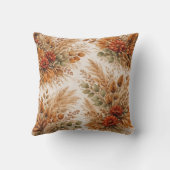 Burnt Orange Harvest Boho Floral Pattern クッション (裏面)