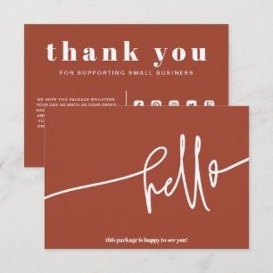 Burnt Orange Hello Thank You Order Small Business エンクロージャーカード