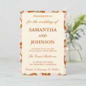 Burnt Orange Ivory Floral Monogram Photo Wedding 招待状 (スタンド正面)