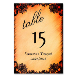 Burnt Orange Lace Table Number  テーブルナンバー