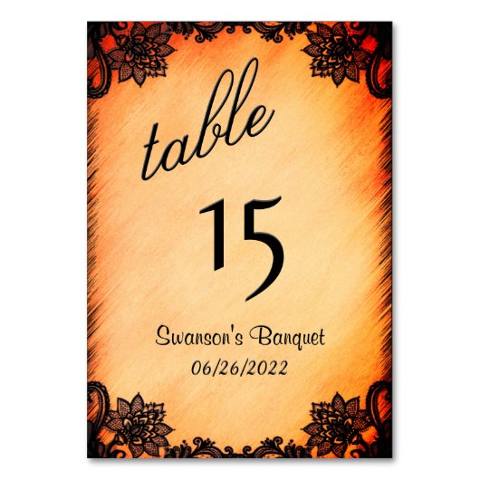Burnt Orange Lace Table Number  テーブルナンバー (正面)