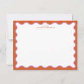 Burnt Orange & Lavender Wavy Border Note Card 招待状 (正面)