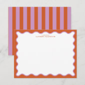 Burnt Orange & Lavender Wavy Border Note Card 招待状 (正面/裏面)