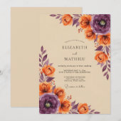 Burnt Orange Lavish Autumnal Wedding 招待状 (正面/裏面)
