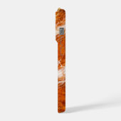 Burnt Orange Marble with White Swirls & Gold Veins iPhoneケース (左側面)