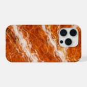 Burnt Orange Marble with White Swirls & Gold Veins iPhoneケース (裏面横)