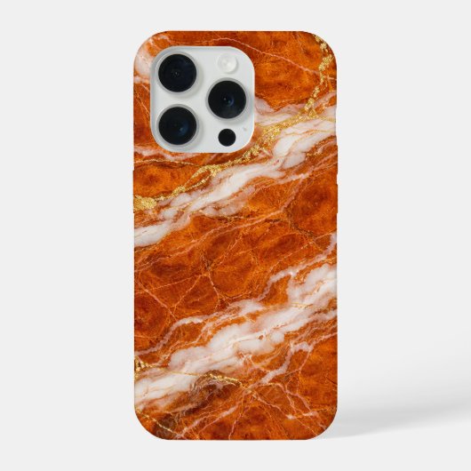 Burnt Orange Marble with White Swirls & Gold Veins iPhoneケース (裏面)