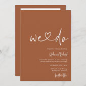 Burnt Orange Minimalistスクリプトモダン結婚の 招待状 (正面/裏面)