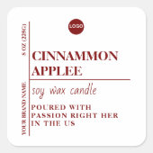 Burnt Orange Minimalist Candle Label | Custom Cand スクエアシール (正面)