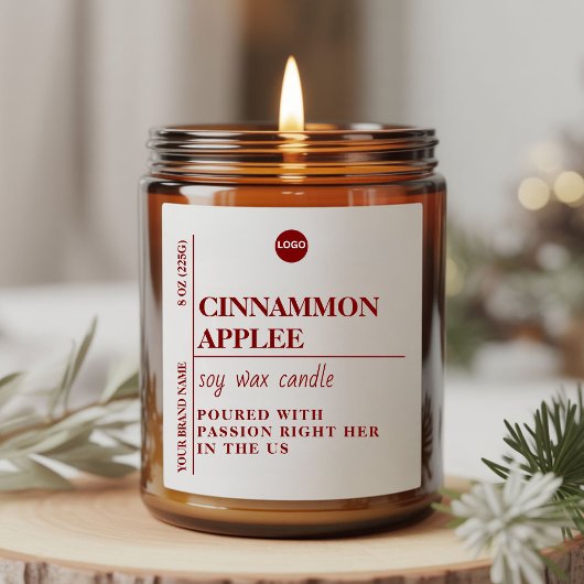 Burnt Orange Minimalist Candle Label | Custom Cand スクエアシール