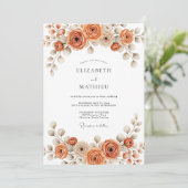 Burnt Orange Painterly Blossom Wedding 招待状 (スタンド正面)