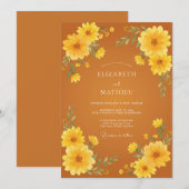 Burnt Orange Radiant Harvest Wedding 招待状 (正面/裏面)