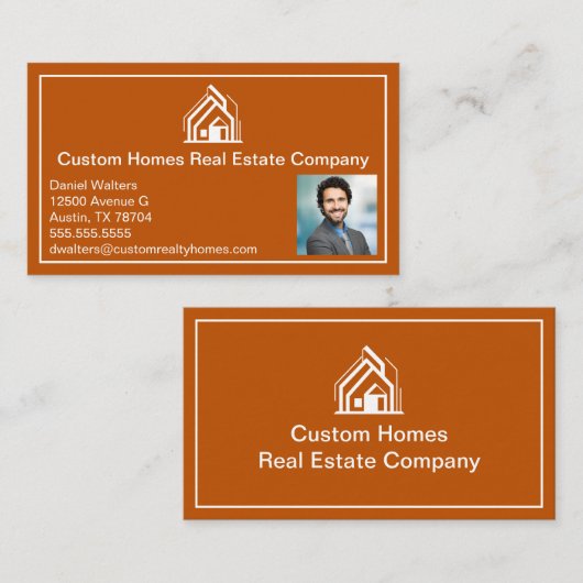 Burnt Orange Real Estate Company Realtor Photo 名刺 (正面/裏面)