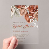 Burnt Orange Roses Terracotta Floral Bridal Shower アクリル招待状 (インサイチュ (ポータブル))