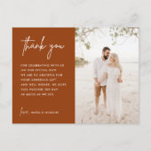 Burnt Orange Rust結婚's Photo Thank Youポストカード ポストカード (正面)