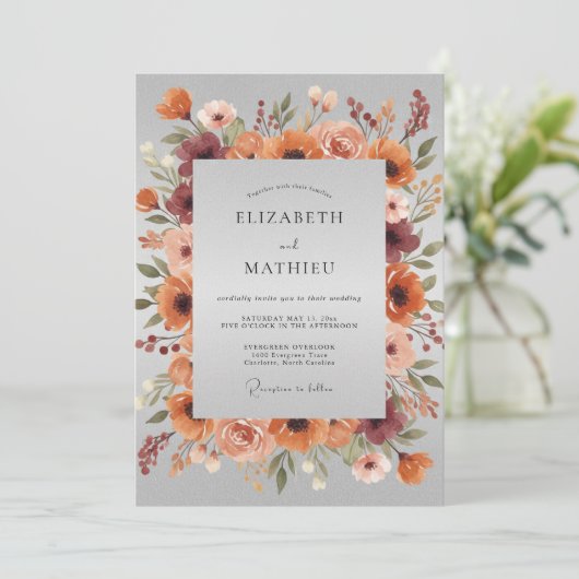 Burnt Orange Rustic Fall Wedding 招待状 (スタンド正面)