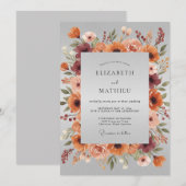 Burnt Orange Rustic Fall Wedding 招待状 (正面/裏面)
