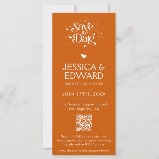 Burnt Orange Save The Date Photo Booth Qr Code (裏面)