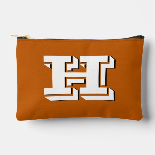 Burnt Orange School Pride Color Style Monogram アクセサリーポーチ (正面)