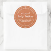 Burnt Orange Script Handmade Body Butter Label ラウンドシール (バッグ)