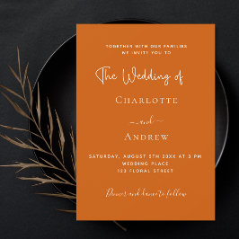 Burnt orange script luxury wedding 招待状